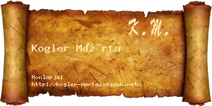 Kogler Márta névjegykártya