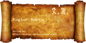 Kogler Márta névjegykártya